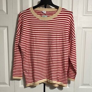 CUTE & SOFT Wiholl NWT red white & tan crew neck sweater top size XL